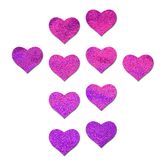 10 Mini purple Glitter Hearts Nipple & Body Pasties