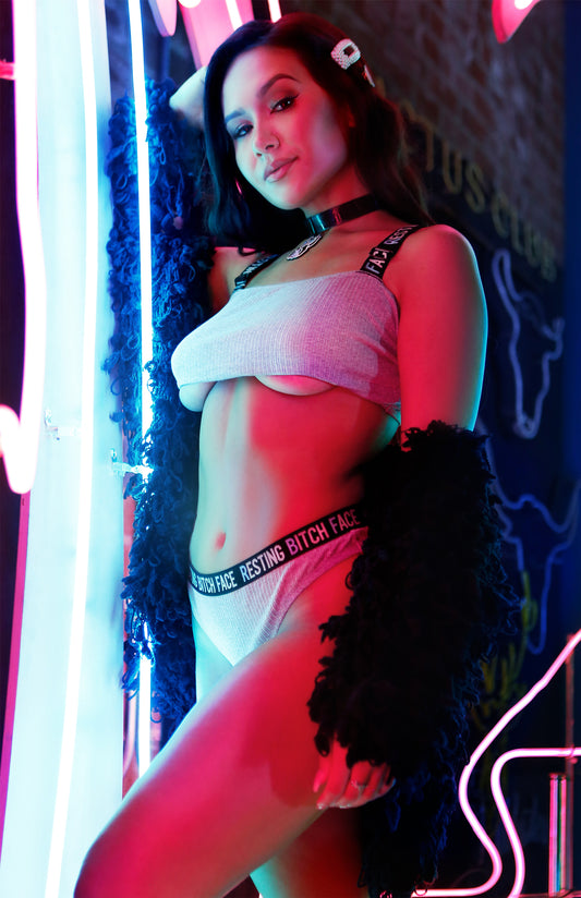 Resting B*tch Face Crop Top & Thong Panty Set